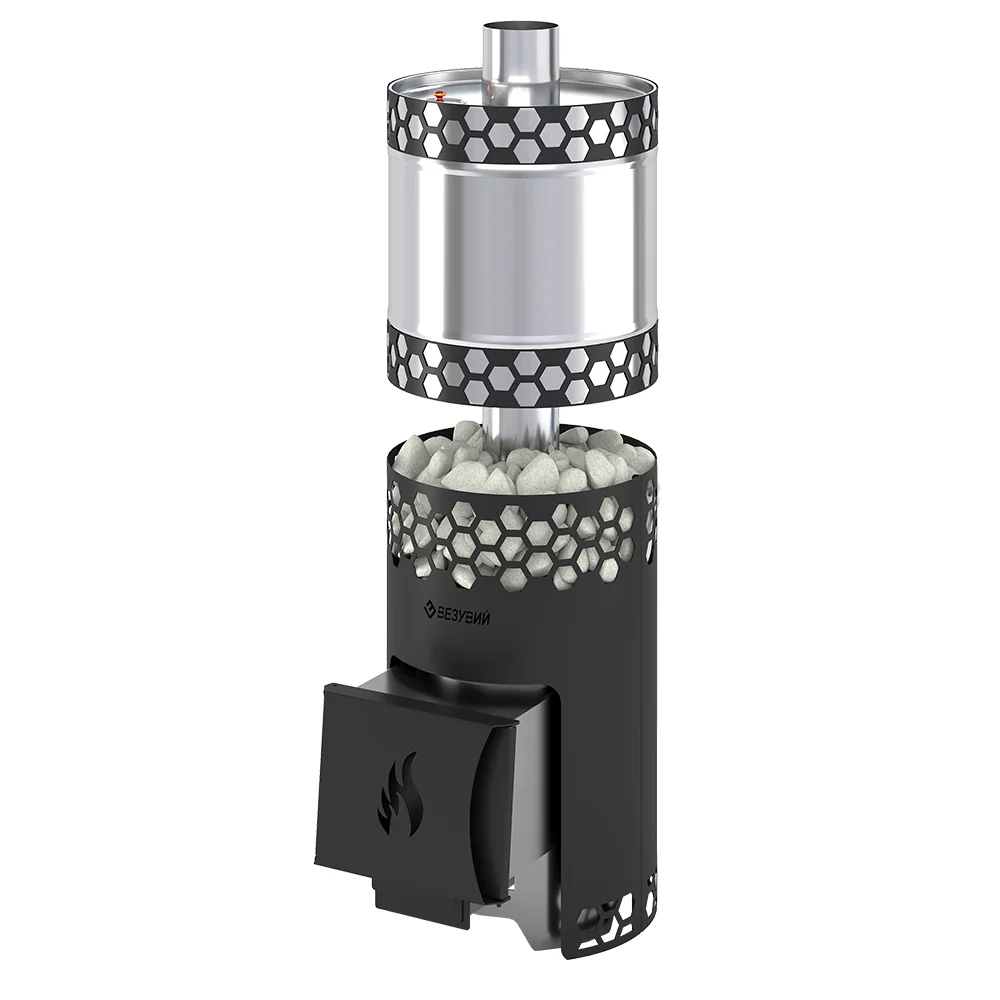 Печь для бани Везувий "Чёрная Пчёлка" НЕРЖ. с баком