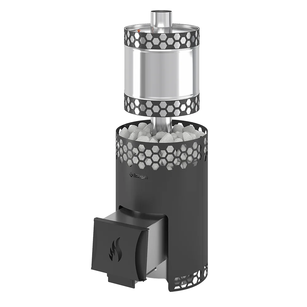 Печь для бани Везувий "Чёрная Пчёлка 20" НЕРЖ. с баком