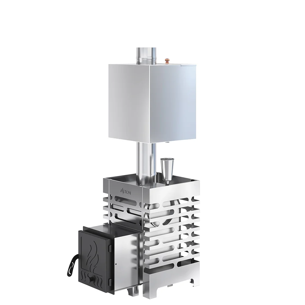 Печь для бани ASTON 12 НЕРЖ. с баком на трубе 50л Ø115 (AISI 439)