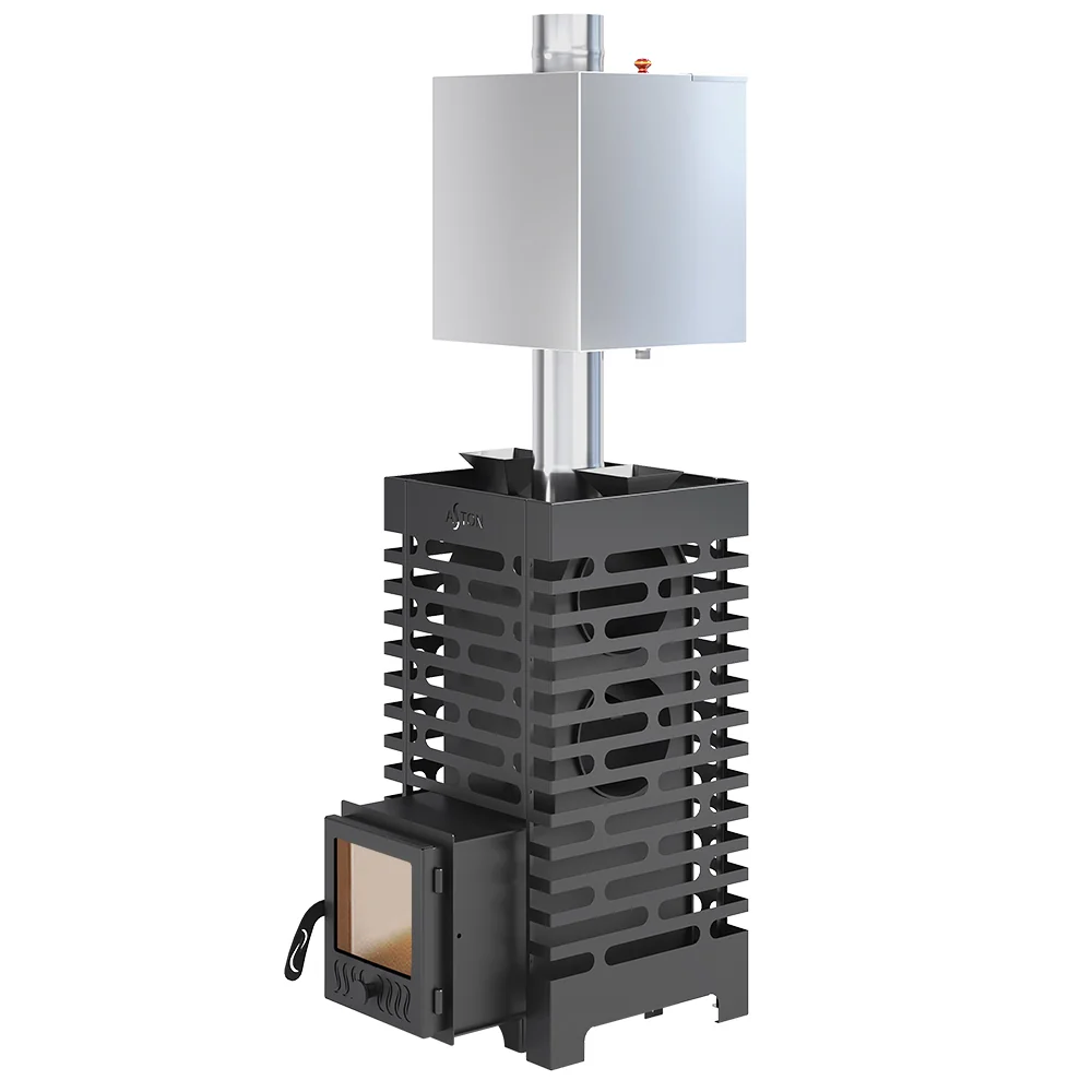 Печь для бани ASTON 20 стекло с баком на трубе 50л Ø115 (AISI 439)