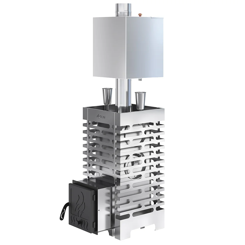 Печь для бани ASTON 20 НЕРЖ. с баком на трубе 50л Ø115 (AISI 439)