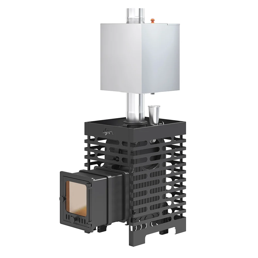 Печь для бани ASTON «Шторм 16» (ДТ-4С) Лонг с баком на трубе 50л Ø120 (AISI 439) «ШТОРМ»